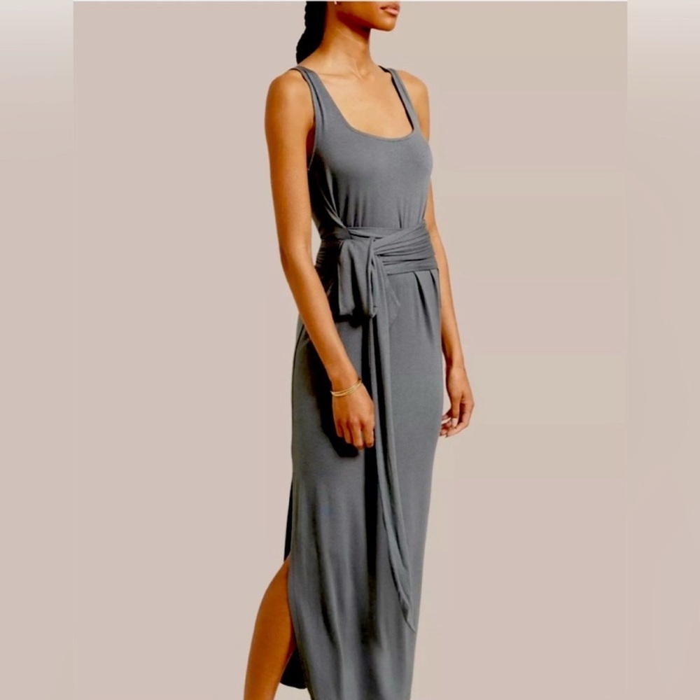 Modern Citizen Charcoal Kelis Tie-Waist Maxi Sleeveless Dress